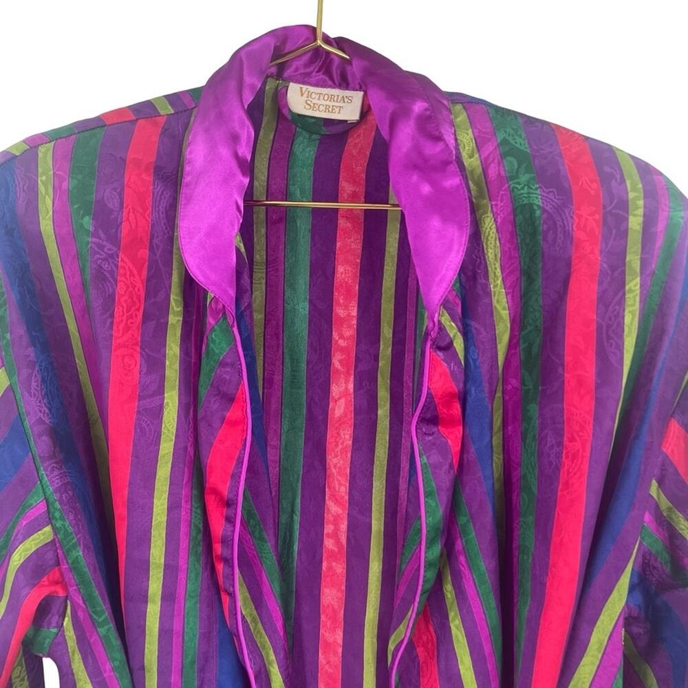 vintage Victoria's Secret Gold Label striped satin robe small - Picture 2 of 7